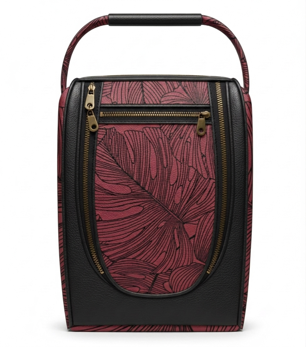 Monstera Shoe Bag · Burgundy / Noir