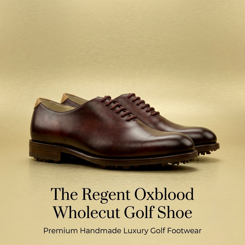 Regent oxblood wholecut golf shoe