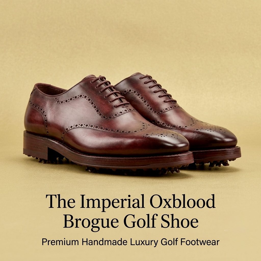 Imperial oxblood full brogue golf shoe