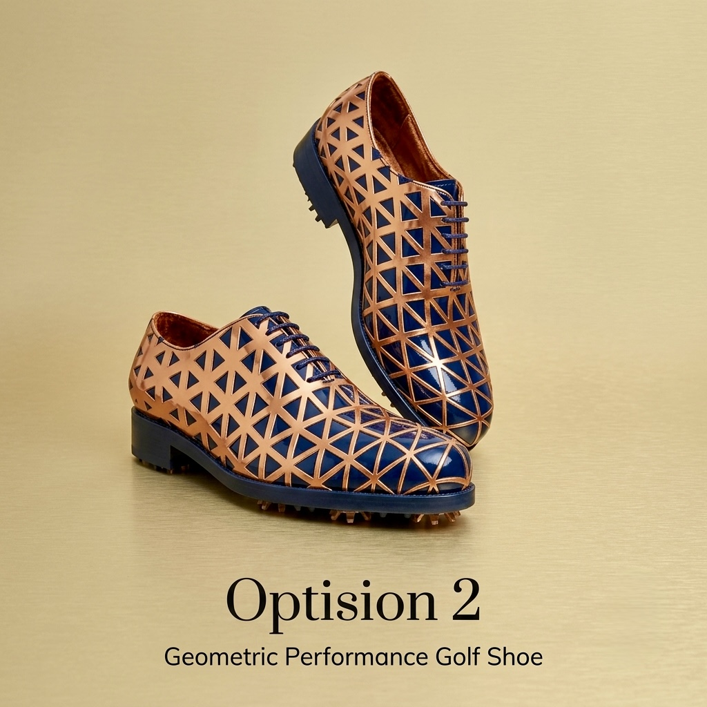 Optision 2 navy and rose gold geometric lattice golf shoe