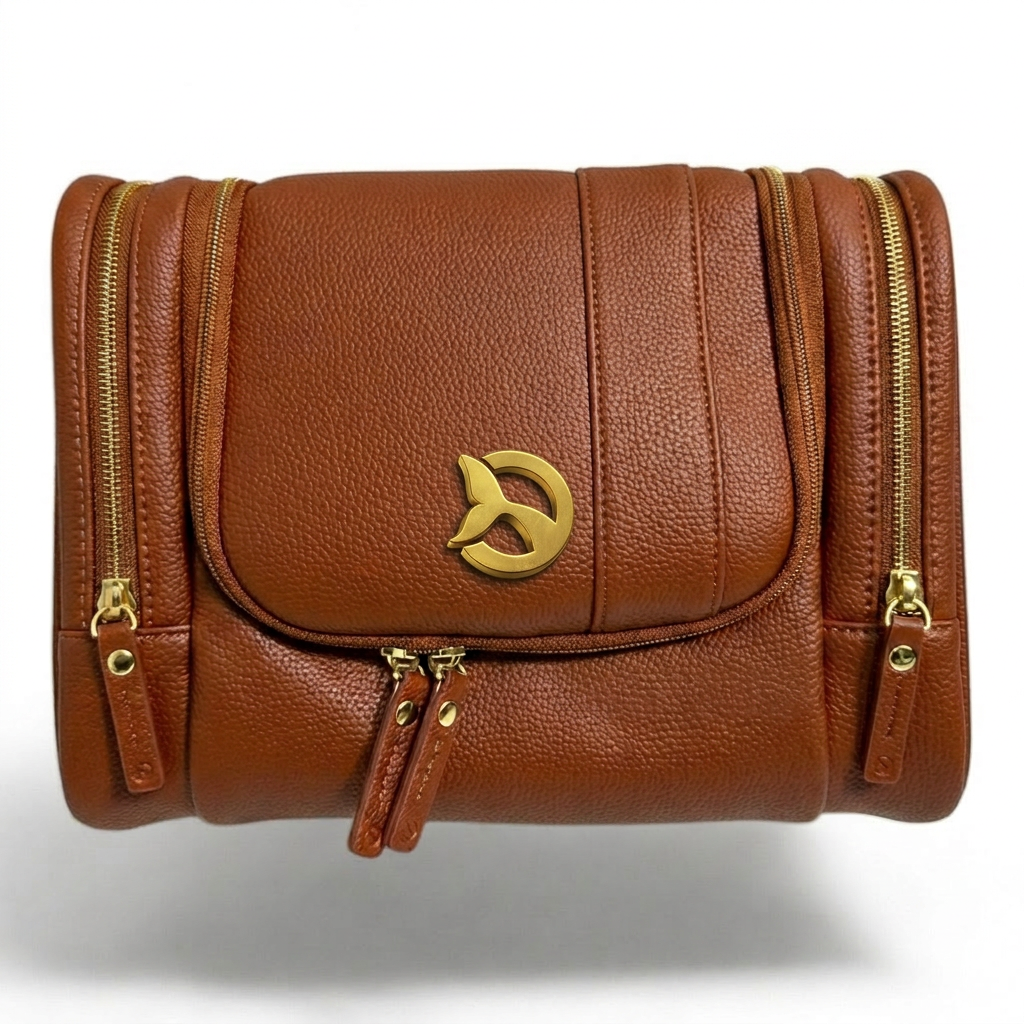 ORKAI Dopp Kit in Classic Camel leather