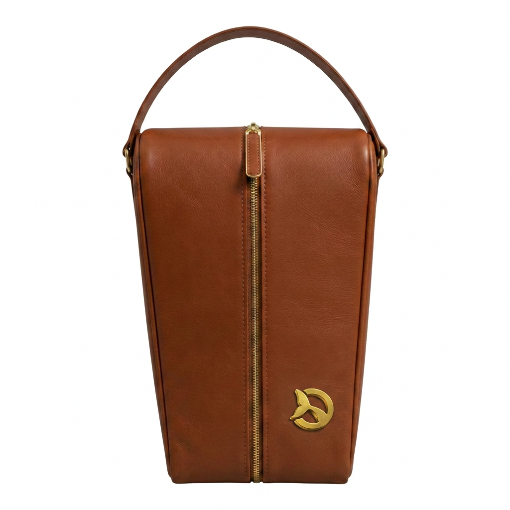 ORKAI Double Wine Case in Classic Camel leather
