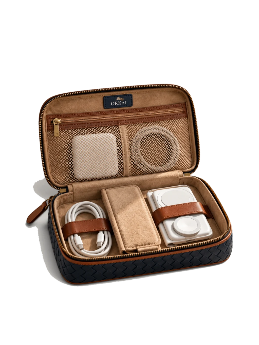 Fitted Tech Travel Case in Estate Blue.