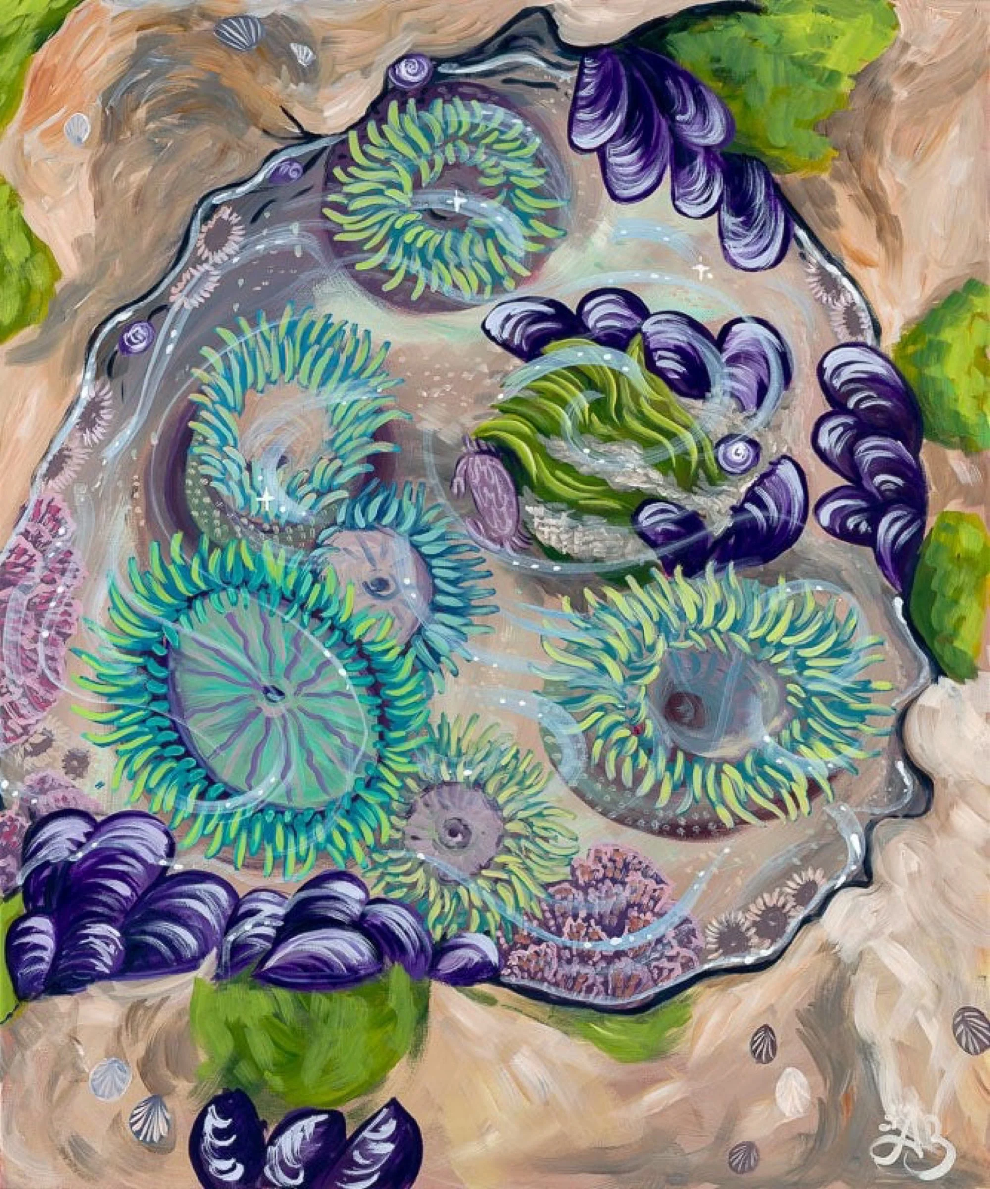 Tide Pool Reflections, the original painting by Anastasiya Bachmanova.