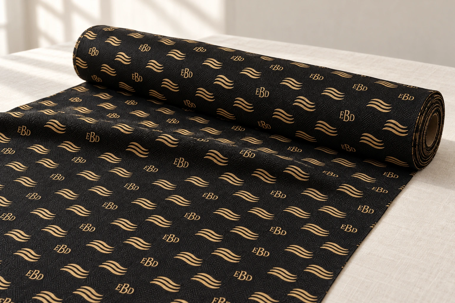 The Founders Jacquard, a black and gold woven mark.