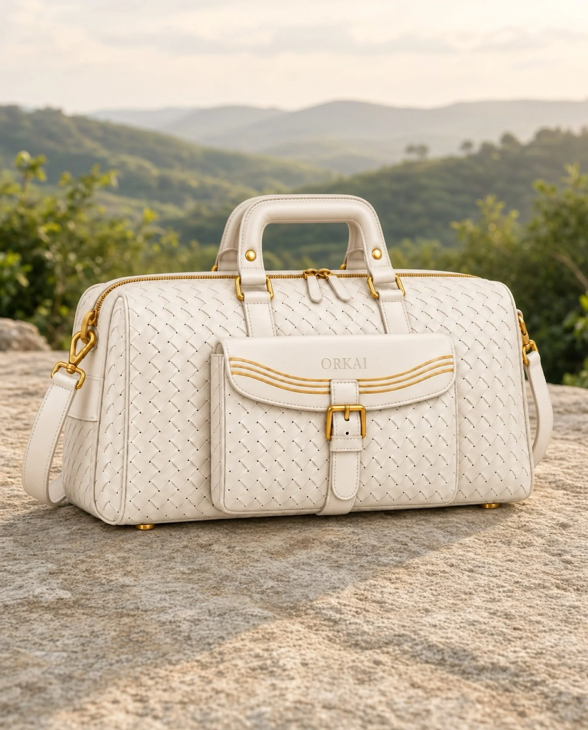 The Ivory weekender, on stone.