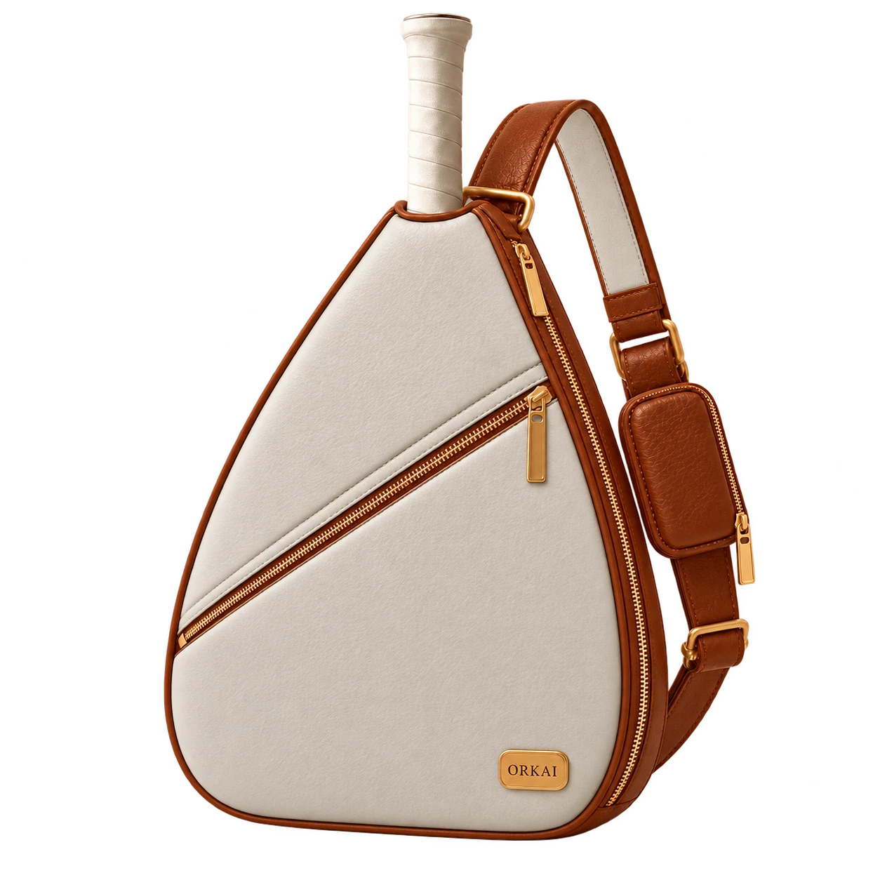 Tennis Sling — Diagonal Zip — Ivory / Cognac, Suede